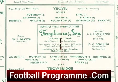 Yeovil Town v Trowbridge 1958