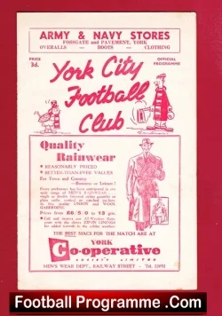 York City v Oldham Athletic 1958 - football programme