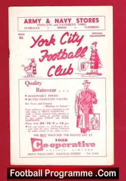 York City v Wrexham 1956 - football programme