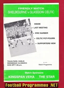 Shelbourne v Glasgow Celtic 1993 - Friendly Tolka Park Dublin