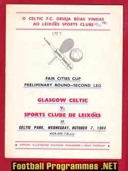 Glasgow Celtic v Sports Clube De Leixoes 1964 - Fairs Cup Prelim