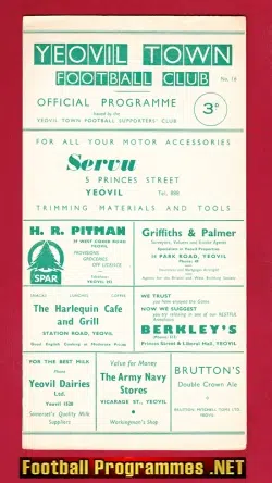 Harry Robshaw Testimonial Benefit Match Game Yeovil Town 1961