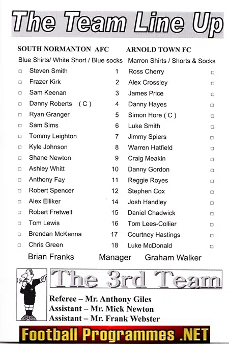 Arnold Town v South Normanton 2014 War Rememberance Truce Issue