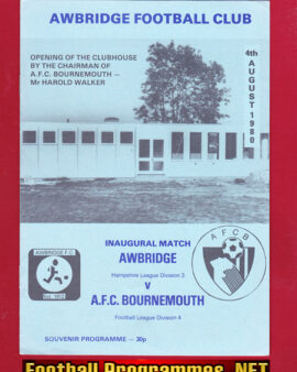 Awbridge v AFC Bournemouth 1980 – Inaugural Match – First Game