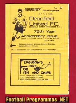 Dronfield United v Kiveton Park 1986 – 75th Anniversary Issue