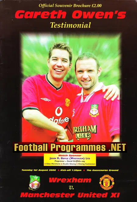 Gareth Owen Testimonial Benefit Match Wrexham Man Utd SIGNED
