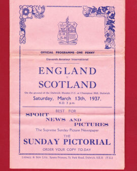 England v Scotland 1937 – Amateur International at Dulwich