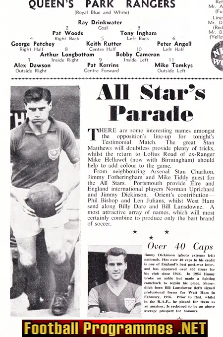 Queens Park Rangers Supporters Club Testimonial Benefit Match
