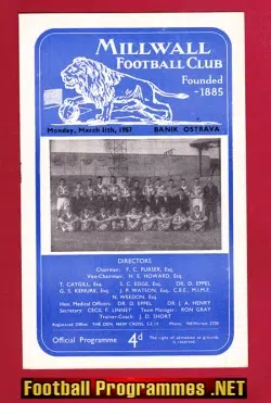 Millwall v Banik Ostrava 1957 – Czech Republic Football Team
