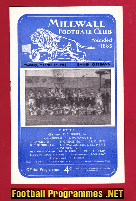 Millwall v Banik Ostrava 1957 – Czech Republic Football Team