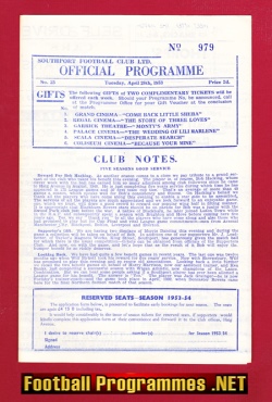 Bob Hacking Testimonial Benefit Match Southport 1953