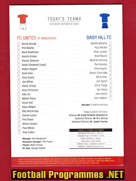 FC United Of Manchester v Daisy Hill 2005 - First Season