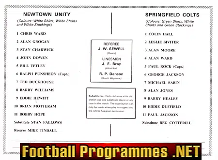 Newtown Unity v Springfield Colts 1972 - Sunday Cup Final Dudley