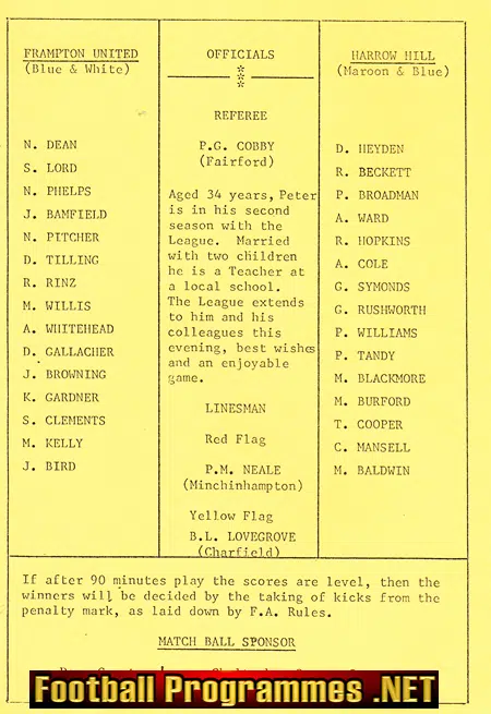 Frampton United v Harrow Hill 1982 - Diamon Jubilee Cup Final