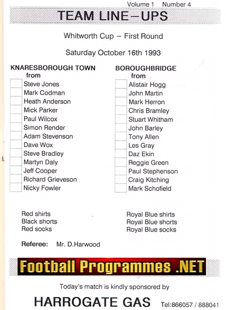 Knaresborough Town v Boroughbridge 1993 - Whitworth Cup