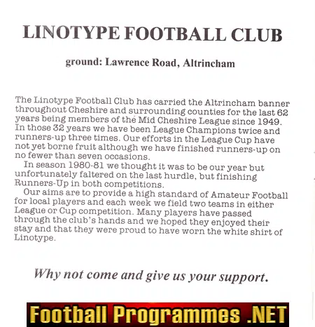 Linotype v Bramhall 1982 - Reserves Match