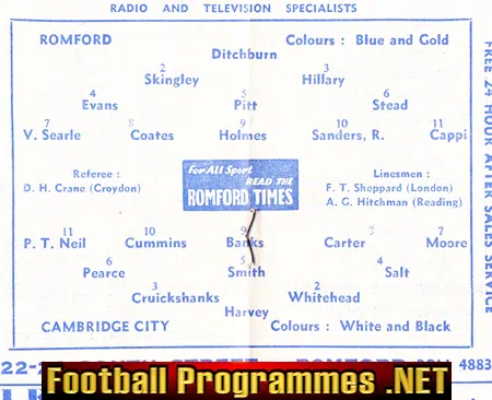 Romford v Cambridge City 1961