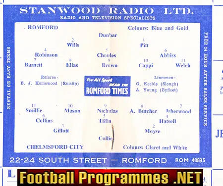 Romford v Chelmsford City 1962