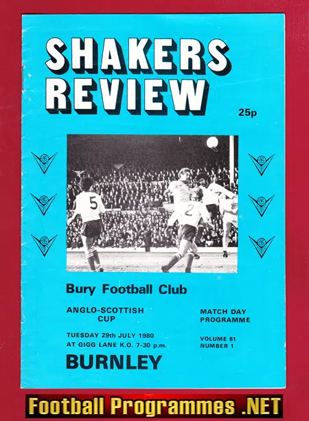 Bury v Burnley 1980 – Anglo Scottish Cup at Gigg Lane
