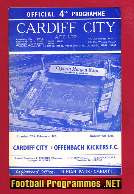 Cardiff City v Offenbach Kickers 1962 – Germany Football Team