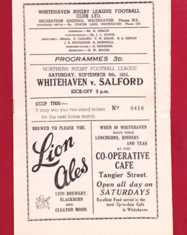 Whitehaven Rugby v Salford 1951