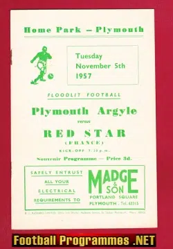 Plymouth Argyle v Red Star 1957 - France French Team