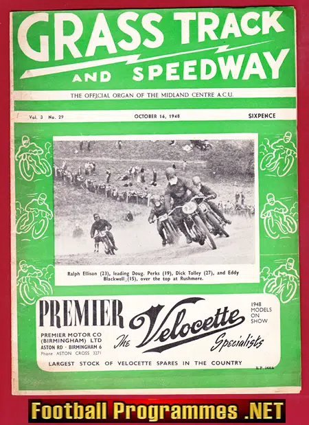 Grass Track and Speedway Magazine Programme 1948 - October