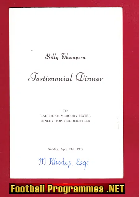 Huddersfield Rugby Billy Thompson Testimonial Menu Multi Signed
