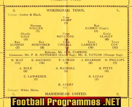 Wokingham Town v Maidenhead United 1960