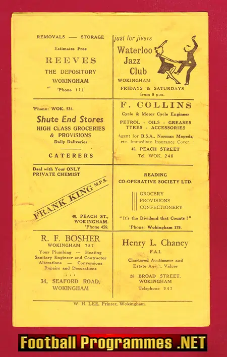 Wokingham Town v Maidenhead United 1960