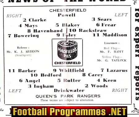Chesterfield v QPR 1960