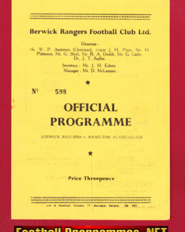 Berwick Rangers v Hamilton Academical 1959