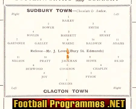 Sudbury Town v Clacton Town 1952 - Reserves Match