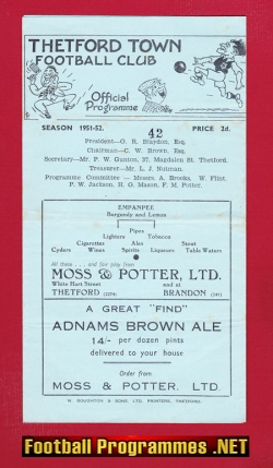 Thetford Town v Holt United 1952 – Cup Final Match