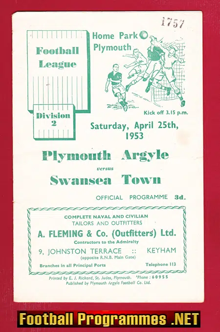 Plymouth Argyle v Swansea Town 1953