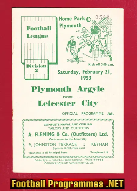 Plymouth Argyle v Leicester City 1953