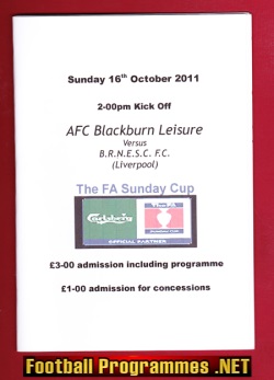 AFC Blackburn Leisure v BRNESC 2011 – Sunday Cup