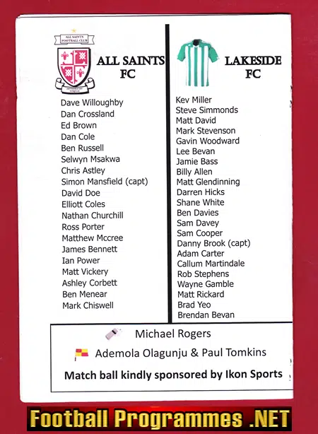 All Saints v Lakeside 2011 - FA Cup
