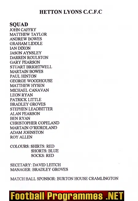 Shankhouse United v Hetton Lyon Cricket 2005 - Sunday Cup