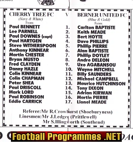 Cherry Tree v Berner United 1995 - Sunday Cup