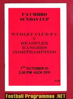 Wyrley Club v Readflex Rangers 2001 – Sunday Cup