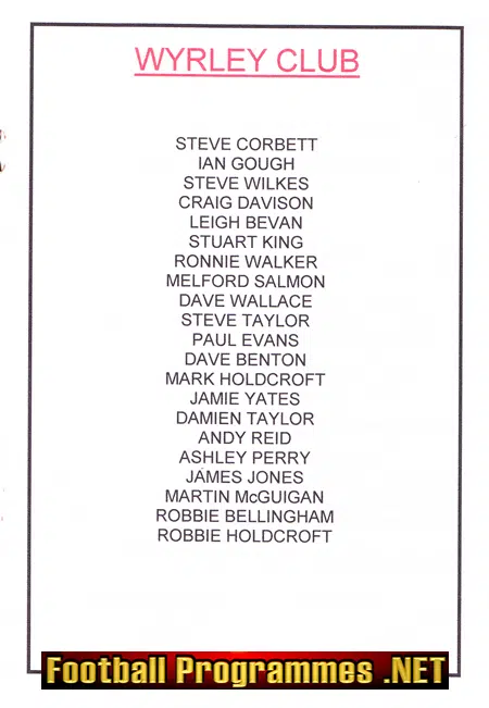 Wyrley Club v Readflex Rangers 2001 - Sunday Cup