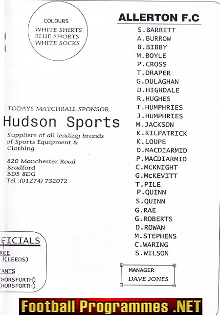 Bolton Woods v Allerton 2001 - Sunday Cup