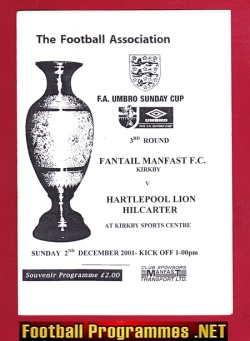Fantail Manfast v Hartlepool Lion Hillcarter 2001 – Sunday Cup