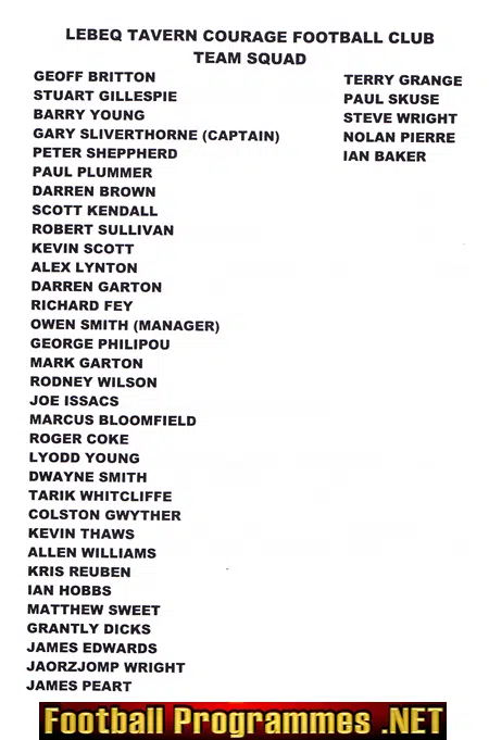 Lebeqs Tavern Courage v Hexton 2002 - Sunday Cup