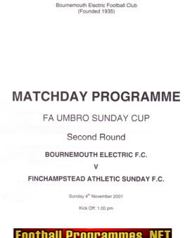 Bournemouth Electric v Finchampstead Athletic Sunday 2001 – Cup