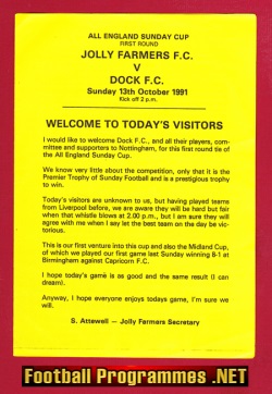 Jolly Farmers v Dock 1991 – Sunday Cup