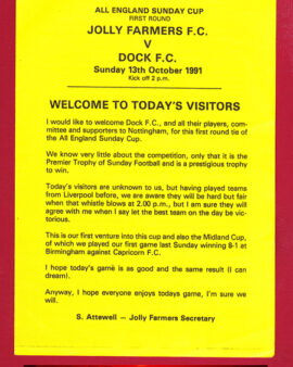 Jolly Farmers v Dock 1991 – Sunday Cup