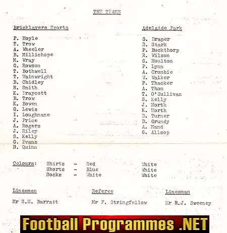 Bricklayer Sports v Adelaide Park 1980 - Sunday Cup