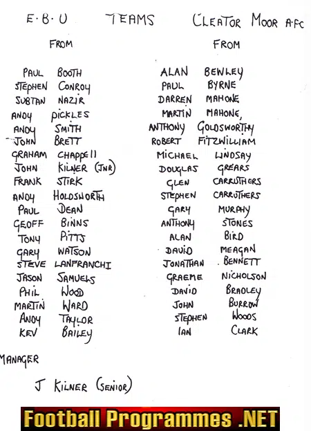 East Bowling v Cleator Moor 1988 - Sunday Cup